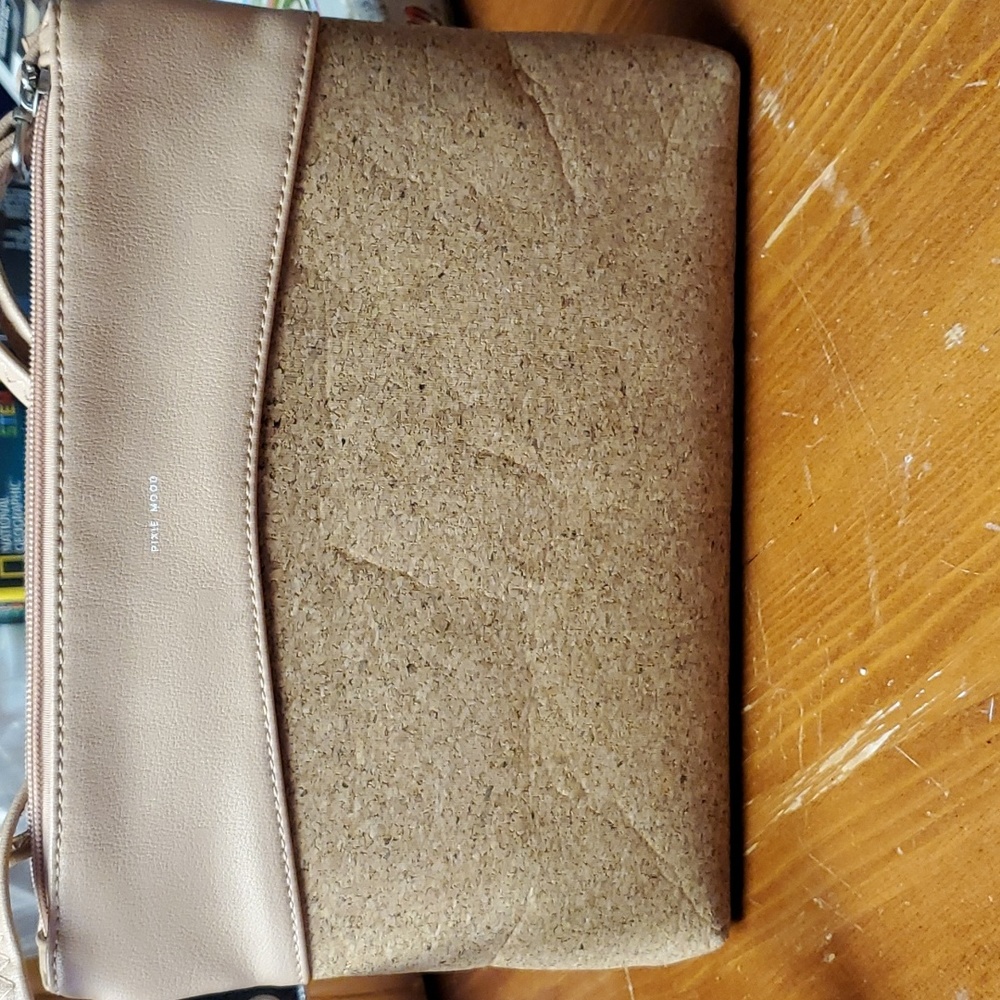 Pixie Mood Cork Purse Tan beige cross body wristlet